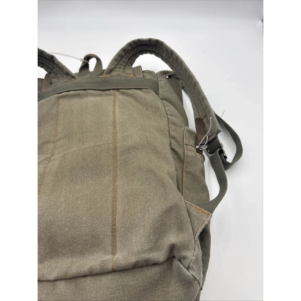 Bluboon VTG Canvas & Leather Army Green Rucksack Backpack Men's Bookbag Medium
